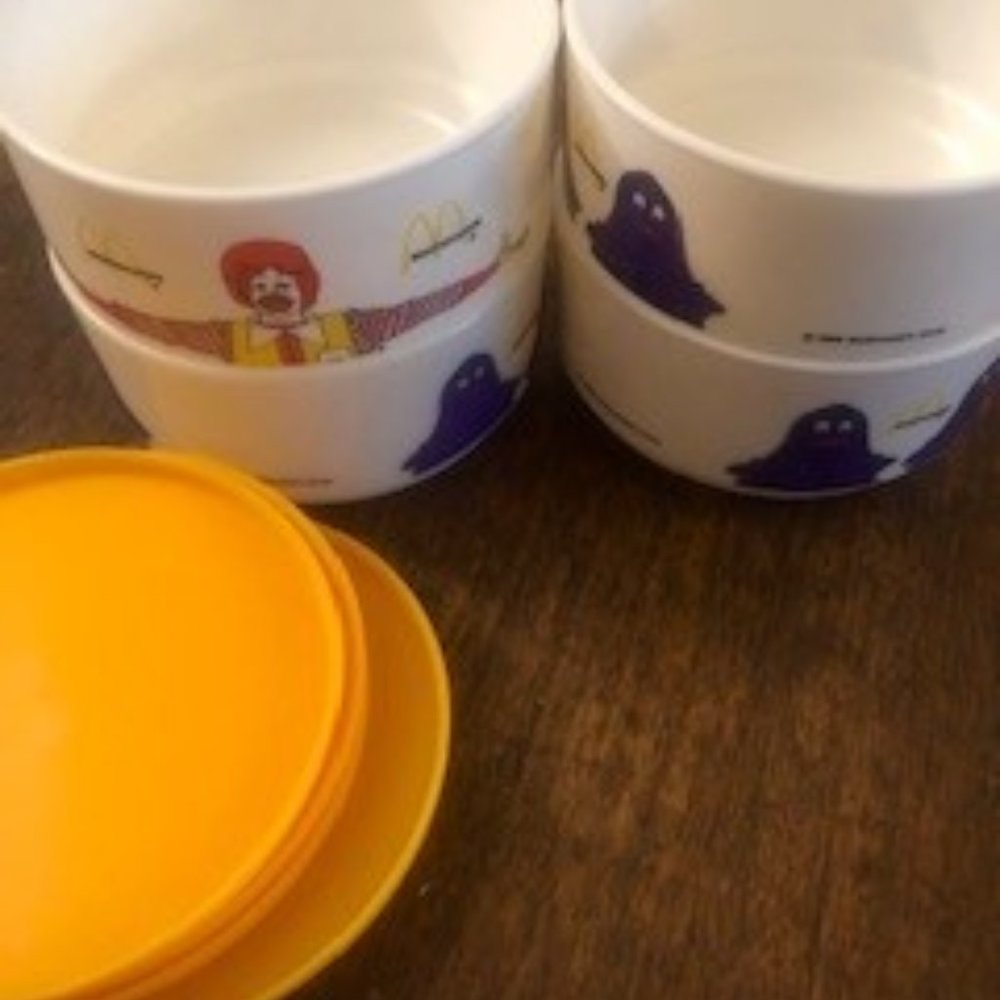 1983 McDonalds Breakfast Bowls with Lids - Set of 4